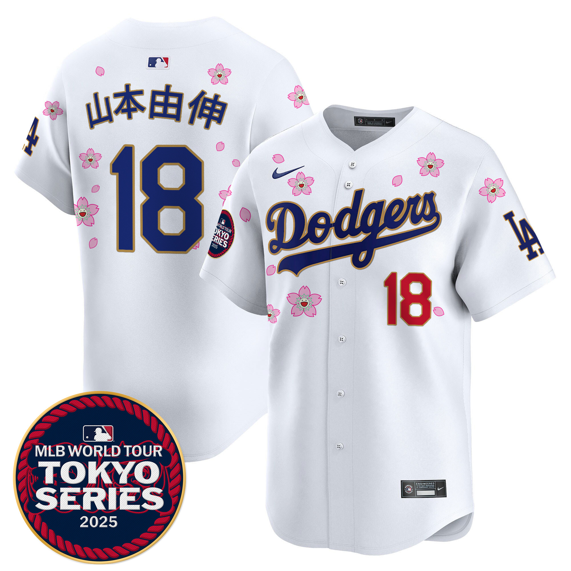 Men Los Angeles Dodgers #18 Yamamoto Tokyo Series  white Limited Stitched 2025 Jersey style 7